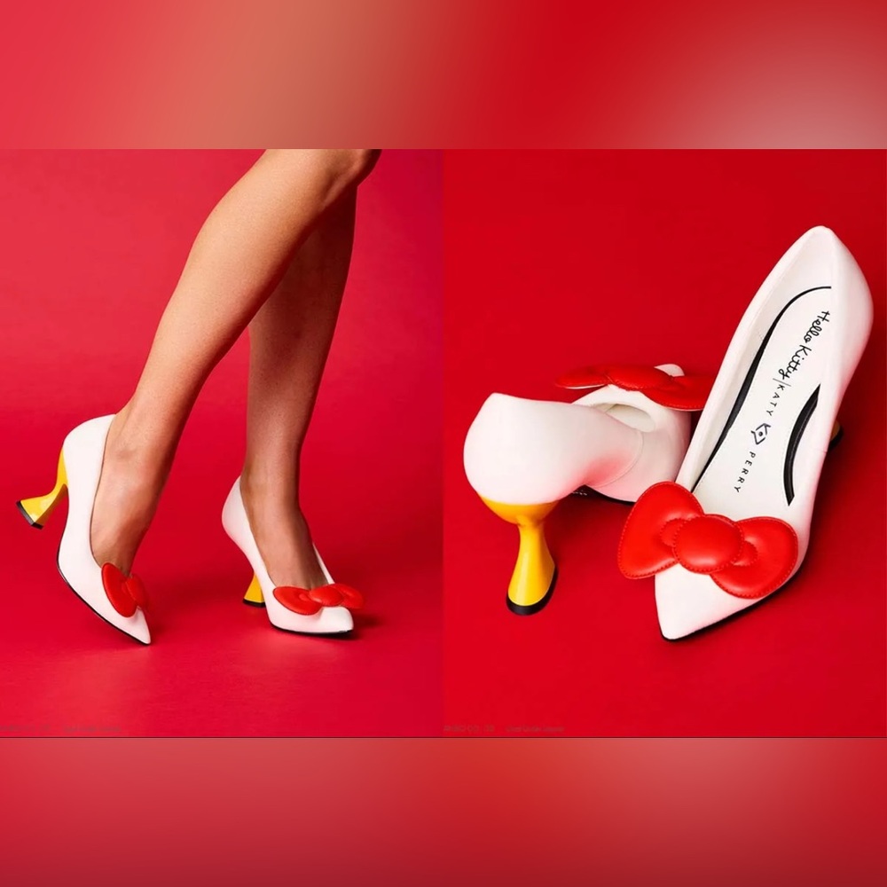 Katy Perry Collections White Heels with Red Bow